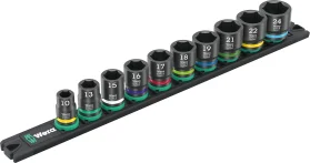 סט בוקסות מילימטרי על פס שחור D 3/8 במידות: 10-24 מ''מ WERA