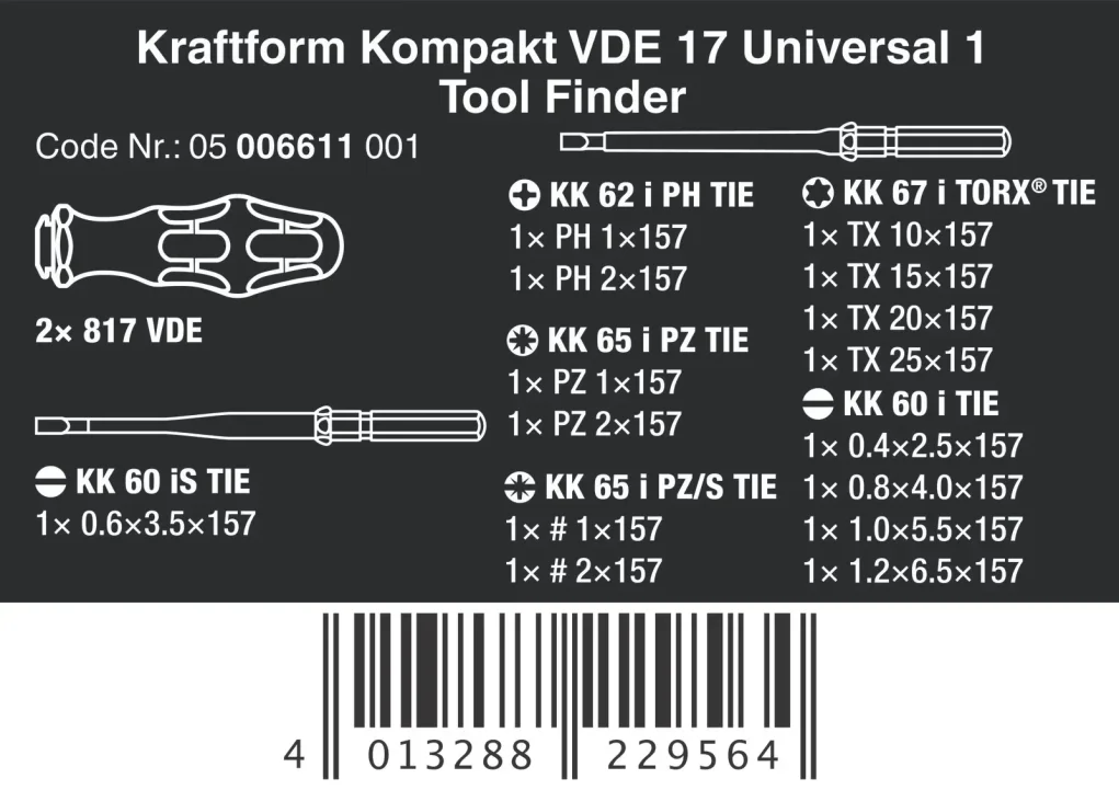 סט 2 ידיות למברג + להבים מבודד VDE 1000V כולל 17 חלקים WERA