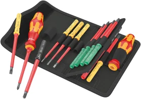 סט 2 ידיות למברג + להבים מבודד VDE 1000V כולל 17 חלקים WERA