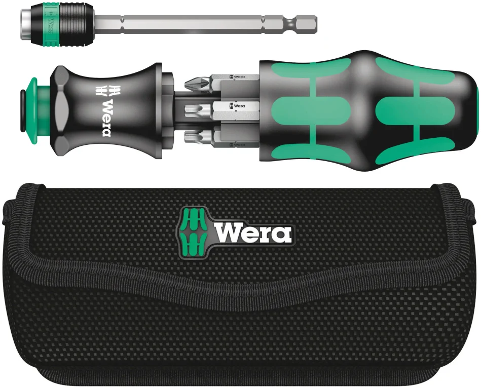 מברג+מחסנית+נרתיק 6 ביטים WERA KK22