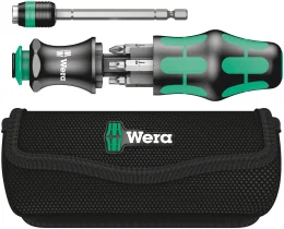 מברג+מחסנית+נרתיק 6 ביטים WERA KK22