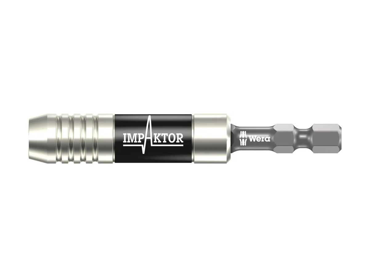 מוביל ביטים מגנטי כסוף עם טבעת עוצרת WERA IMPACTOR 897/4