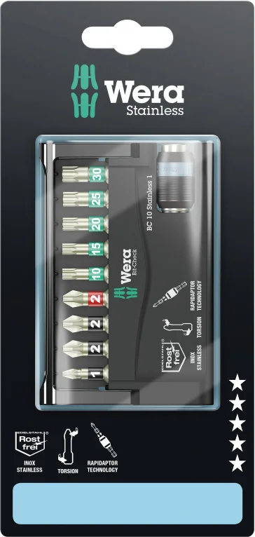 סט ביטים נירוסטה WERA דגם BC 10/9 STAINIESS