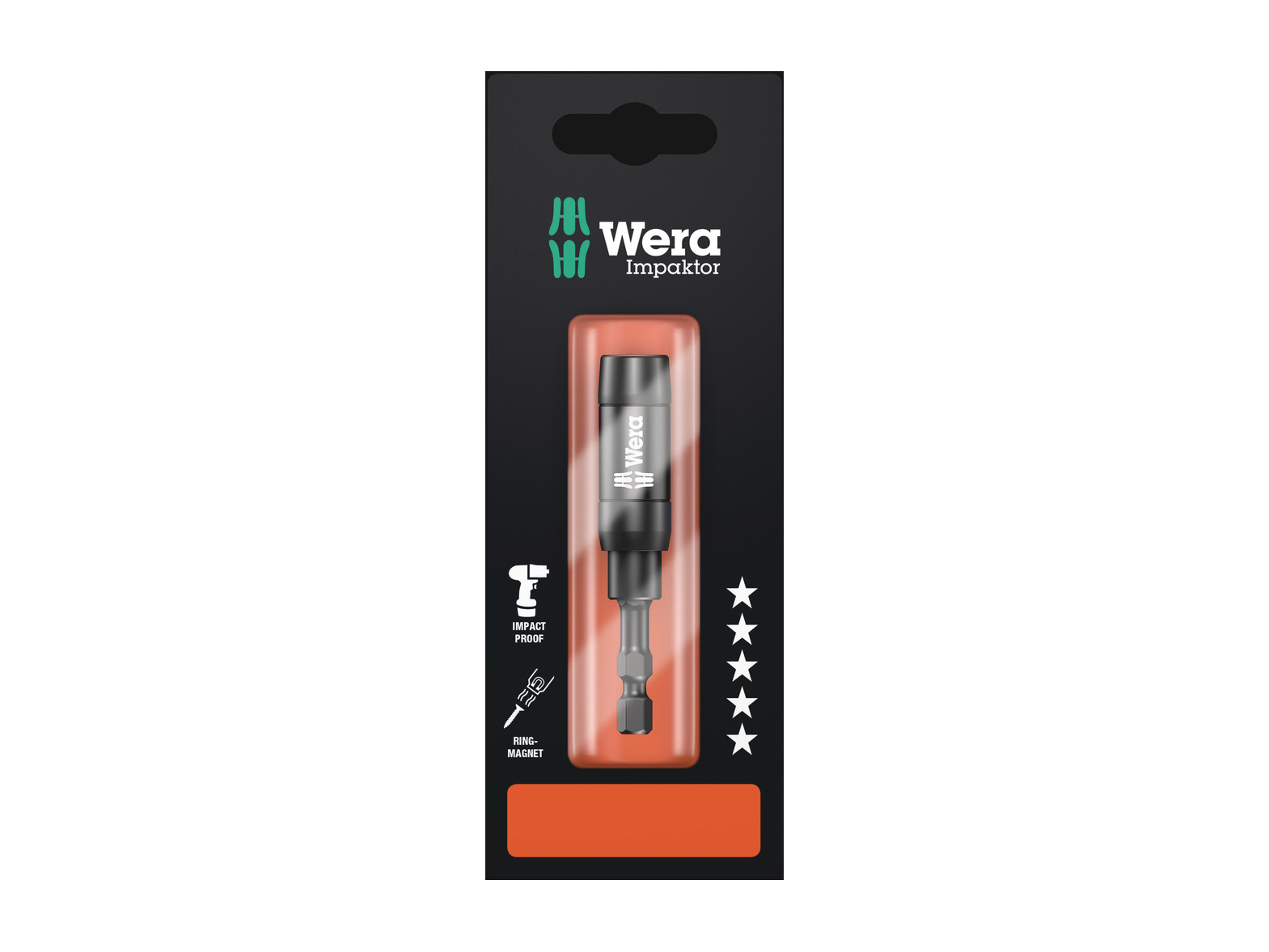 מוביל ביטים מגנטי עם טבעת עוצרת WERA IMPACTOR 897/4IMPR (בבליסטר)