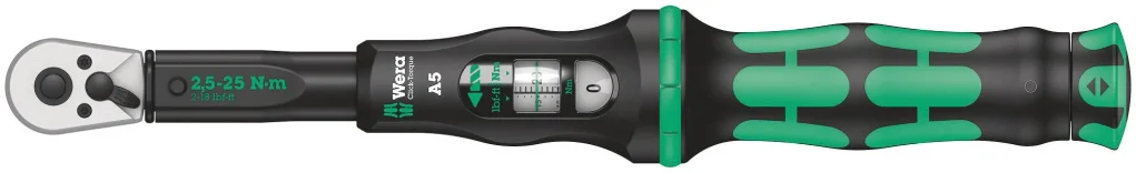 מפתח מומנט טורקמטר מתכוונן 2.5-25NM WERA גם ב- 1-18LBF-FT הינע 1/4 אינץ'
