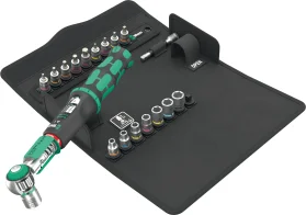 מפתח מומנט 2-12NM הינע 1/4 עם ביטול טורק WERA בפאוצ' (בוקסות רגילות +אלן+טורקס מ''מ)