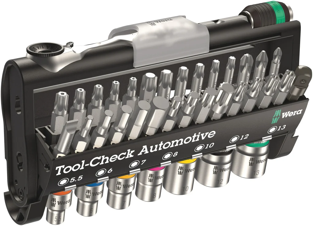 סט ביטים ובוקסות TOOL CHECK בנרתיק מתאים למטוסים ולרכבים WERA