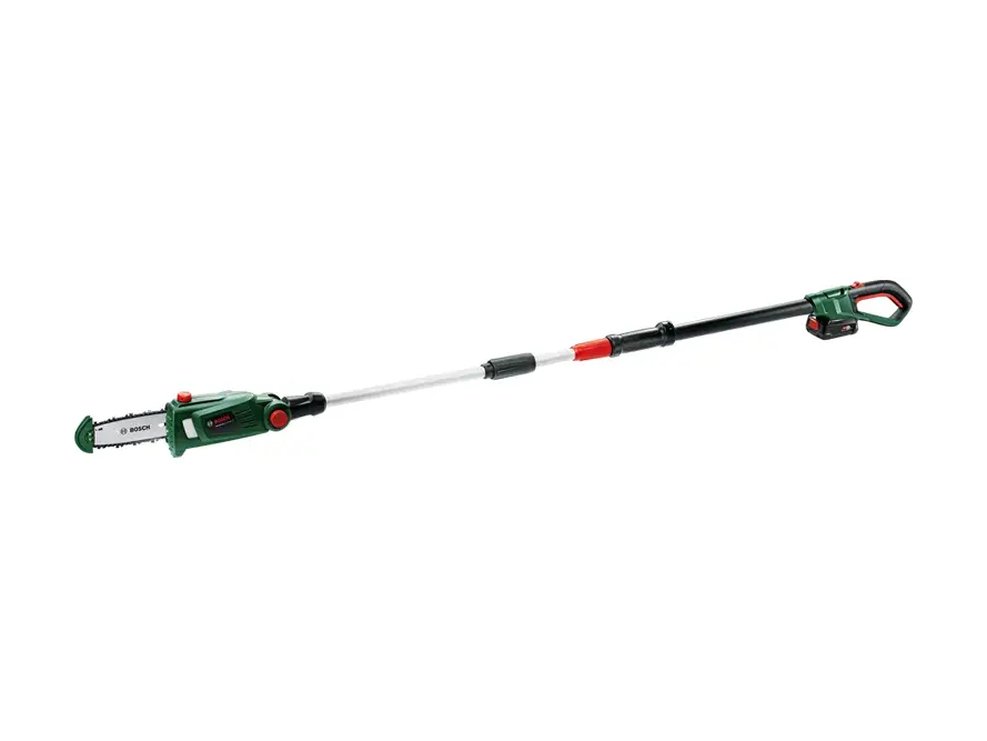 מסור שרשרת טלסקופי נטען Bosch Universal Chain Pole 18 - סט כולל סוללה 2.5Ah ומטען לגיזום עצים גבוהים
