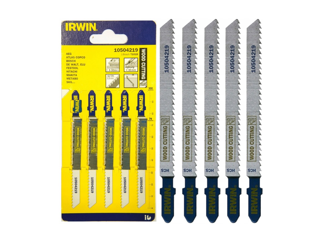 סט 5 להבים IRWIN T101B לחיתוך נקי בעץ