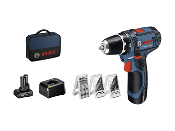 מברגה-מקדחה נטענת 12V סוללות 2Ah+4Ah + אביזרים GSR 12V-15 BOSCH