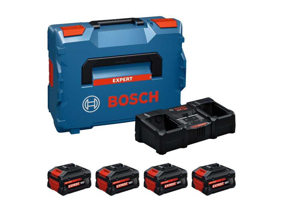 סט 4 סוללות ומטען כפול | BOSCH 5.5Ah+8Ah
