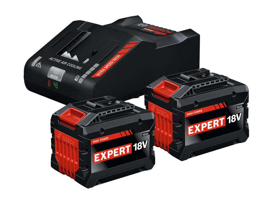 סט 2 סוללות ומטען | BOSCH EXPERT 15Ah