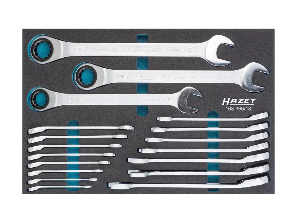 סט מפתח ברגים משולב של RATCHETING (18 יח') HAZET