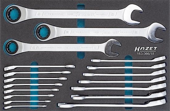 סט מפתח ברגים משולב של RATCHETING (18 יח') HAZET