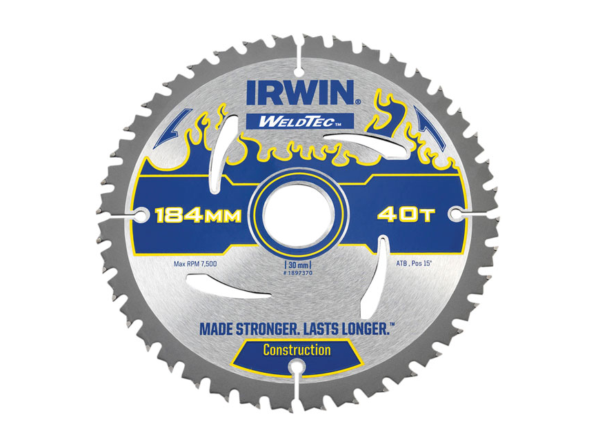 להב וידיה מקצועית 184 מ''מ חור 30 40 שן IRWIN