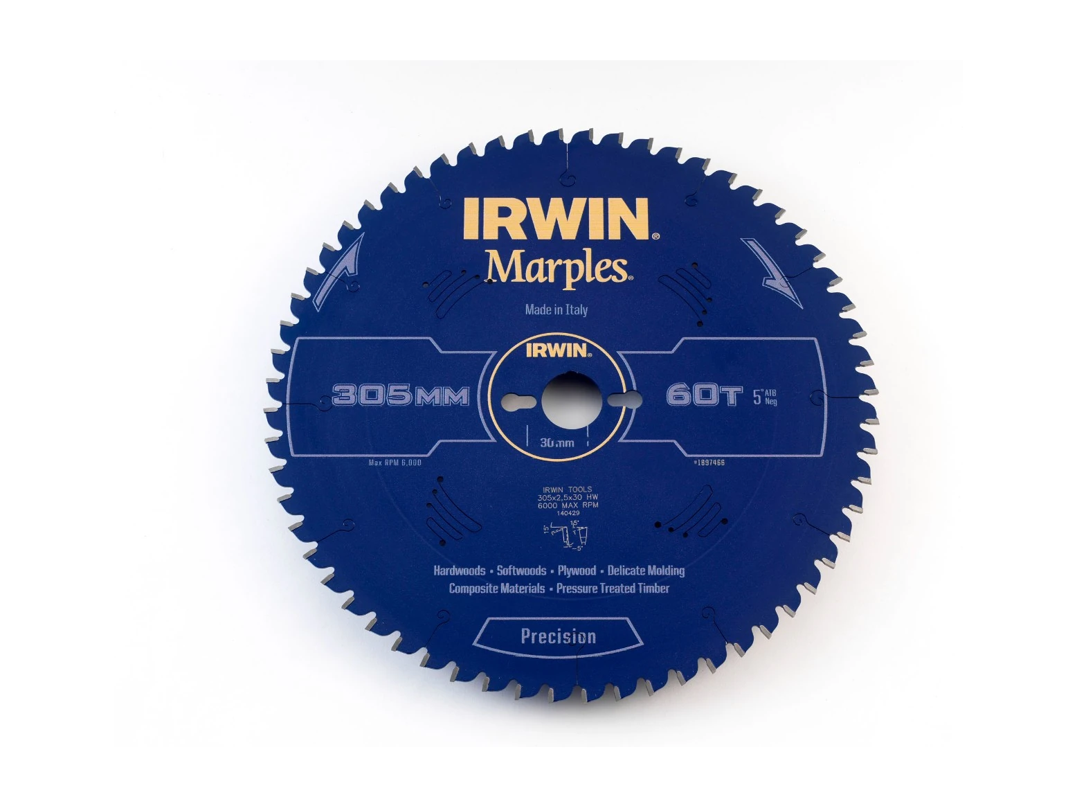 להב וידיה טפלון 305 מ''מ חור 30 60 שן IRWIN