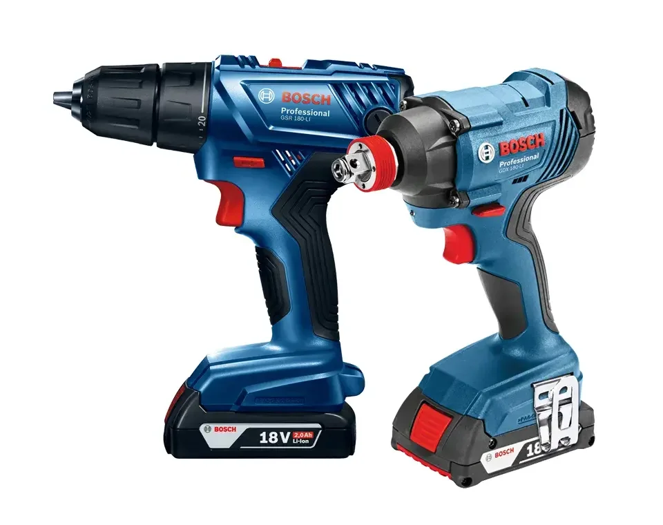 סט 2 כלים 18V (מברגה + אימפקט) 2 סוללות 1.5Ah GDX + GSR180 BOSCH