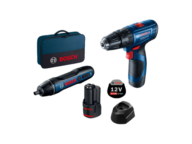 מברגה-מקדחה נטענת רוטטת 12V סוללות 2Ah + תיק I GO 2 GSB 120 BOSCH