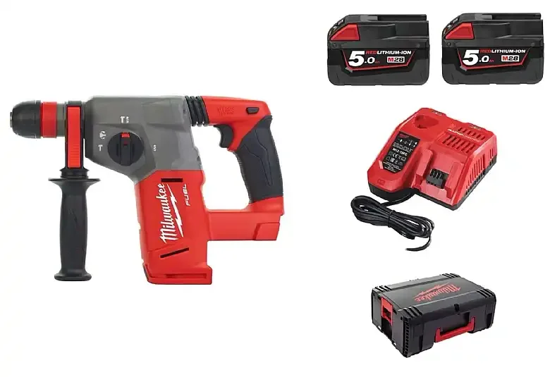 פטישון נטען ברשלס מילווקי 26 מ''מ 18V FUEL סוללות 5.0AH במזוודה