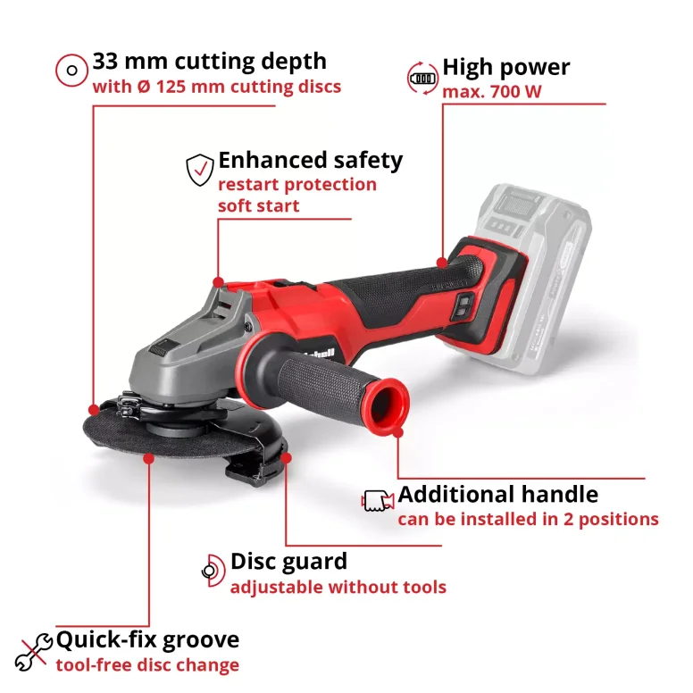 משחזת זווית חשמלית 5'' דיסק 125 מ''מ 1400W ברשלס TE-AG 125 CE EINHELL