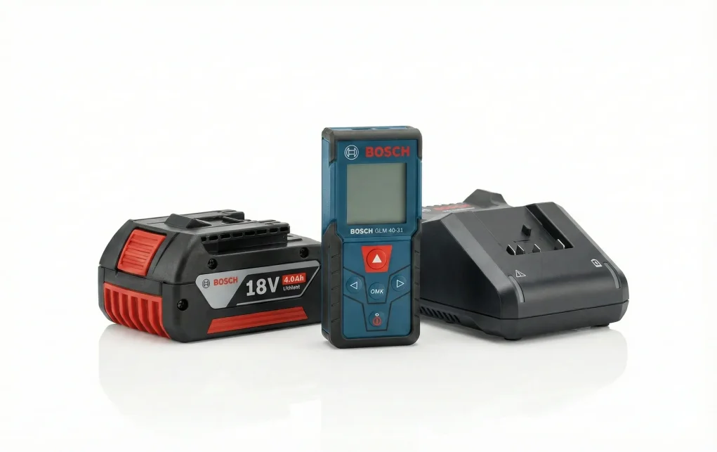 סט סוללה 4.0ah + מטען BOSCH 18V + מד טווח לייזר GLM40-31