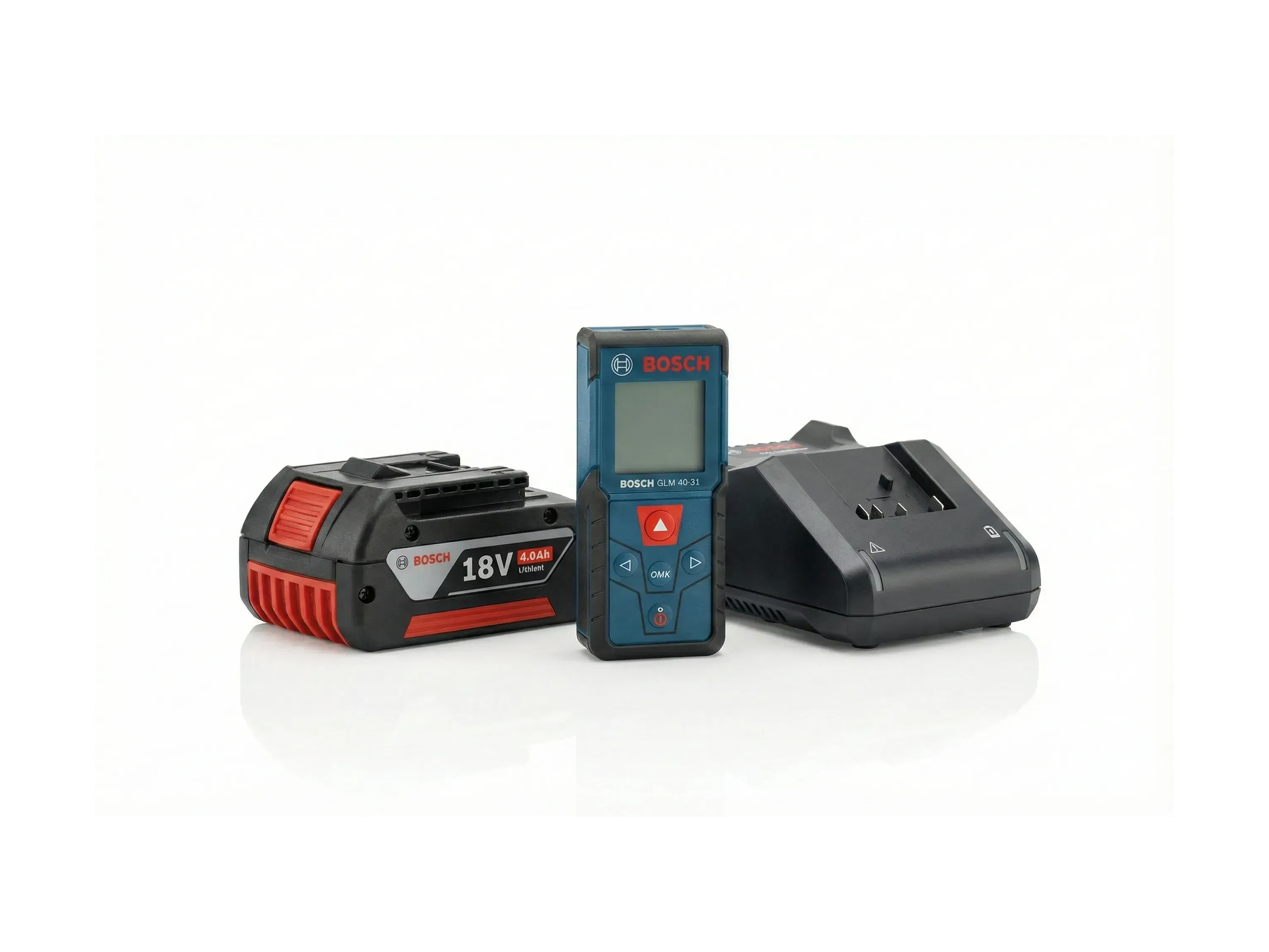 סט סוללה 4.0ah + מטען BOSCH 18V + מד טווח לייזר GLM40-31