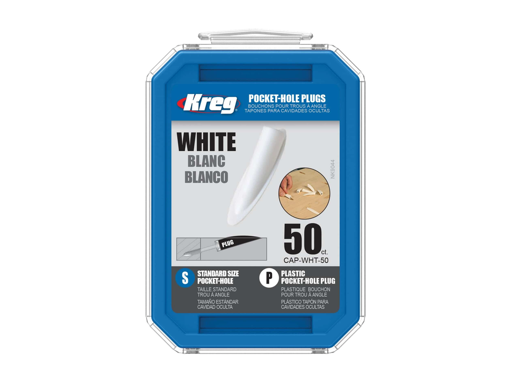 פקקי פלסטיק לבנים לחורי כיס, 50 יח' | KREG CAP-WHT-50