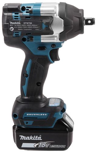 מפתח רטיטה נטען ברשלס 18V 2 סוללות 6Ah 3/4'' DTW700 MAKITA