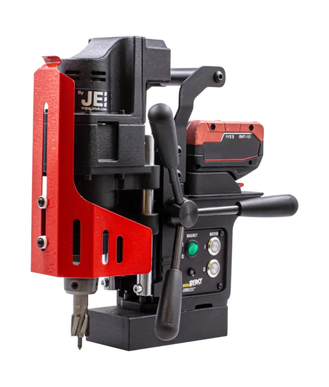 מקדחה מגנטית נטענת JEI MiniBeast Cordless – 18V, כושר קידוח 36 מ''מ, ללא כבל
