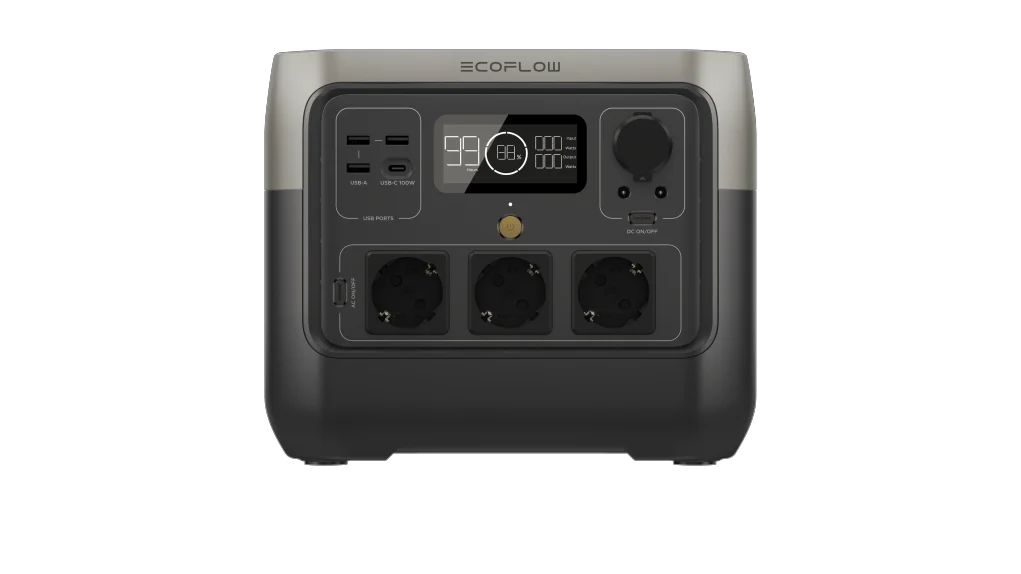 תחנת כח ניידת 2 ECOFLOW RIVER PRO דגם LIFEPO4 קיבולת 0.768Kwh -הספק 0.8-1.6KW טעינה מהירה