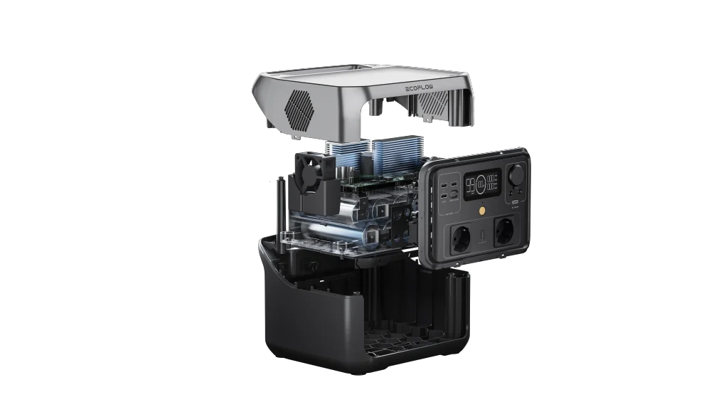 תחנת כח ניידת 2 ECOFLOW RIVER MAX דגם LIFEPO4 קיבולת 0.512Kwh -הספק 0.5-1KW טעינה מהירה