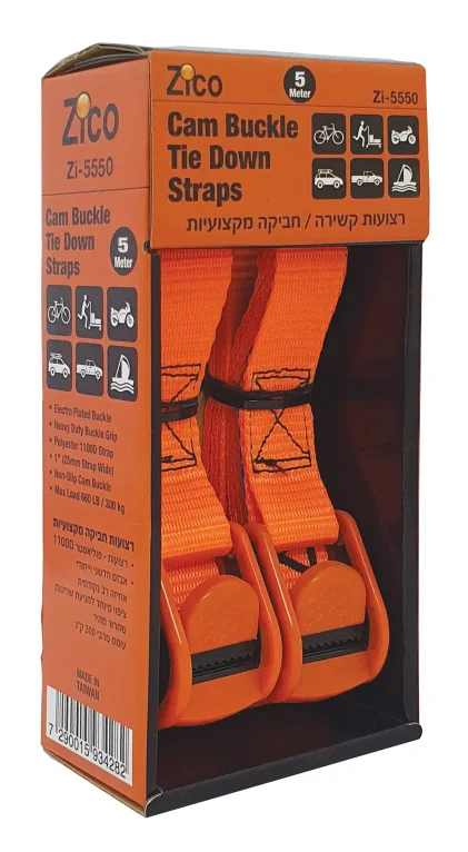 זוג רצועות קשירה / חביקה מקצועית 5 מטר זיקו דגם 5550