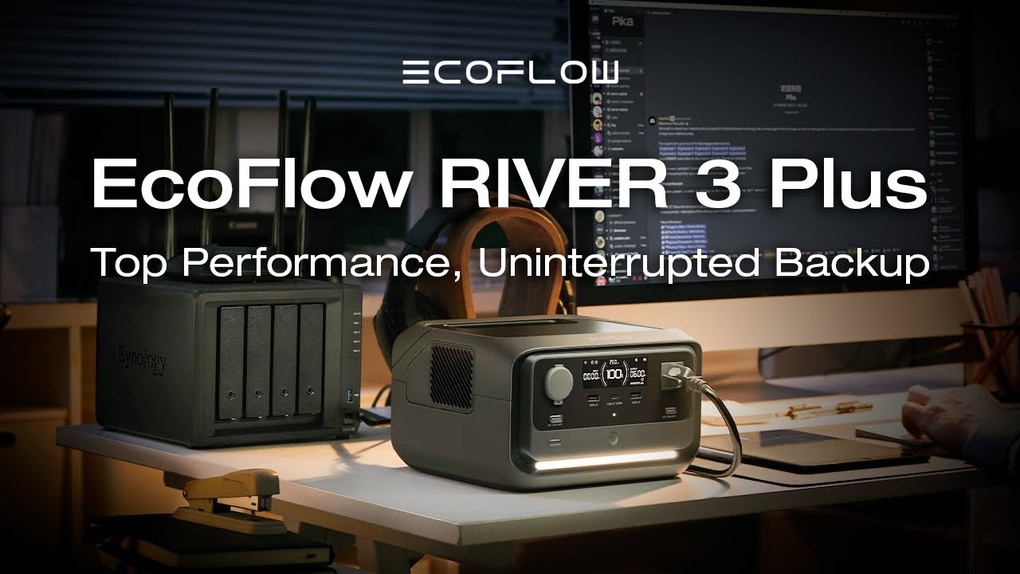 תחנת כח ECOFLOW RIVER PLUS 3 MAX 600-1200W, קיבולת 858WH