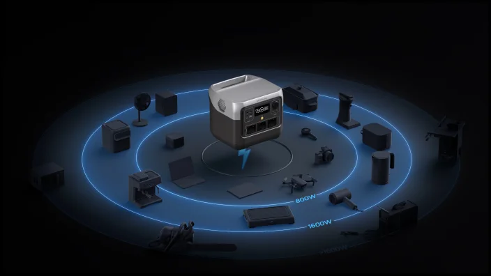 תחנת כח ניידת 2 ECOFLOW RIVER PRO דגם LIFEPO4 קיבולת 0.768Kwh -הספק 0.8-1.6KW טעינה מהירה