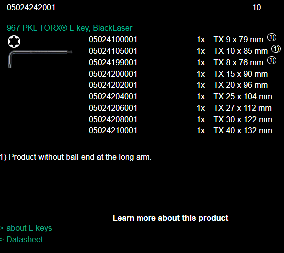 סט אלן טורקס כדורי WERA 967 PKL/9 TORX
